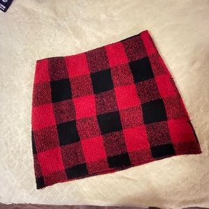 Women’s fuzzy plaid skirt